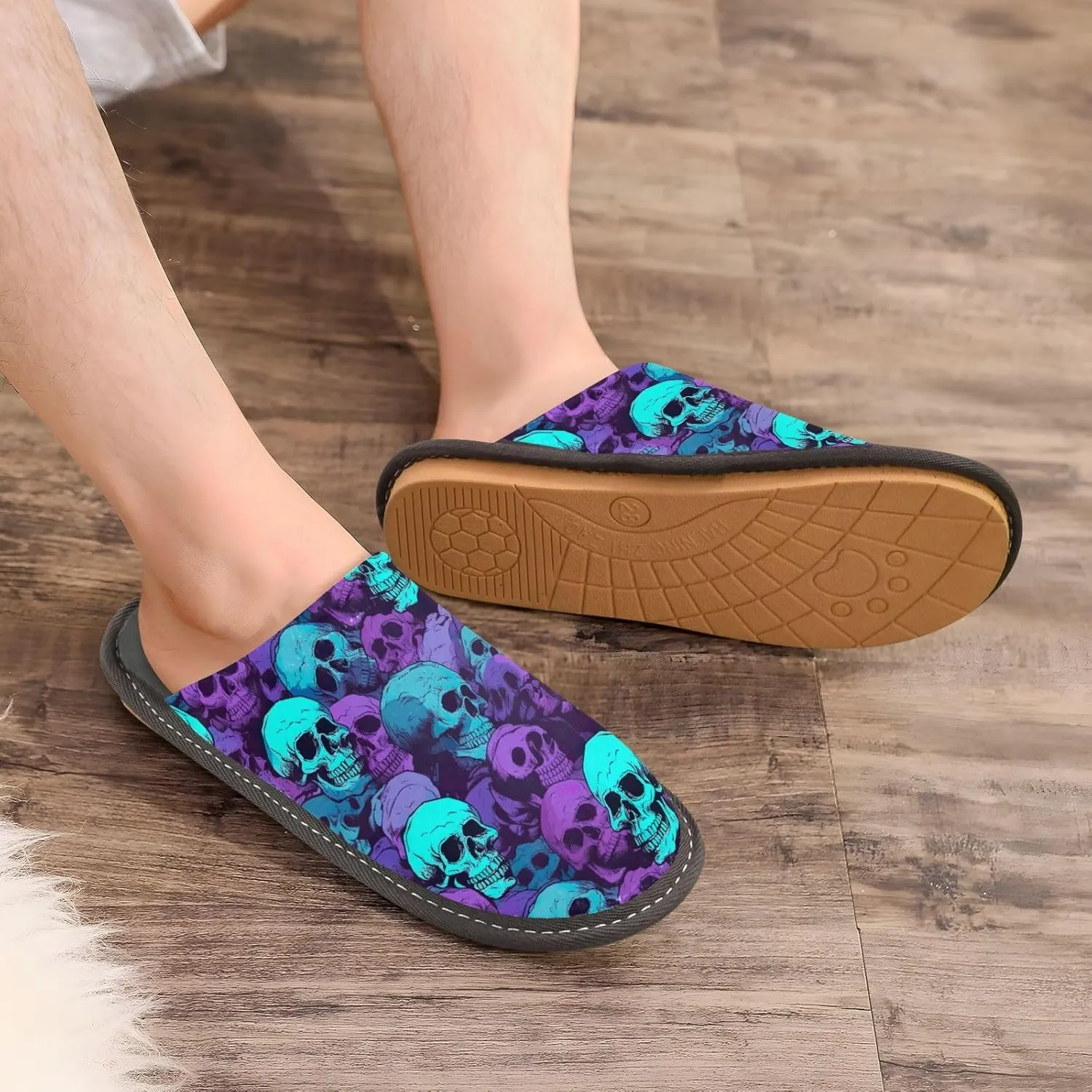 Fuzzy Slippers for Women Men Cozy Memory Foam Scuff Slippers Warm House Shoes Indoor/Outdoor
