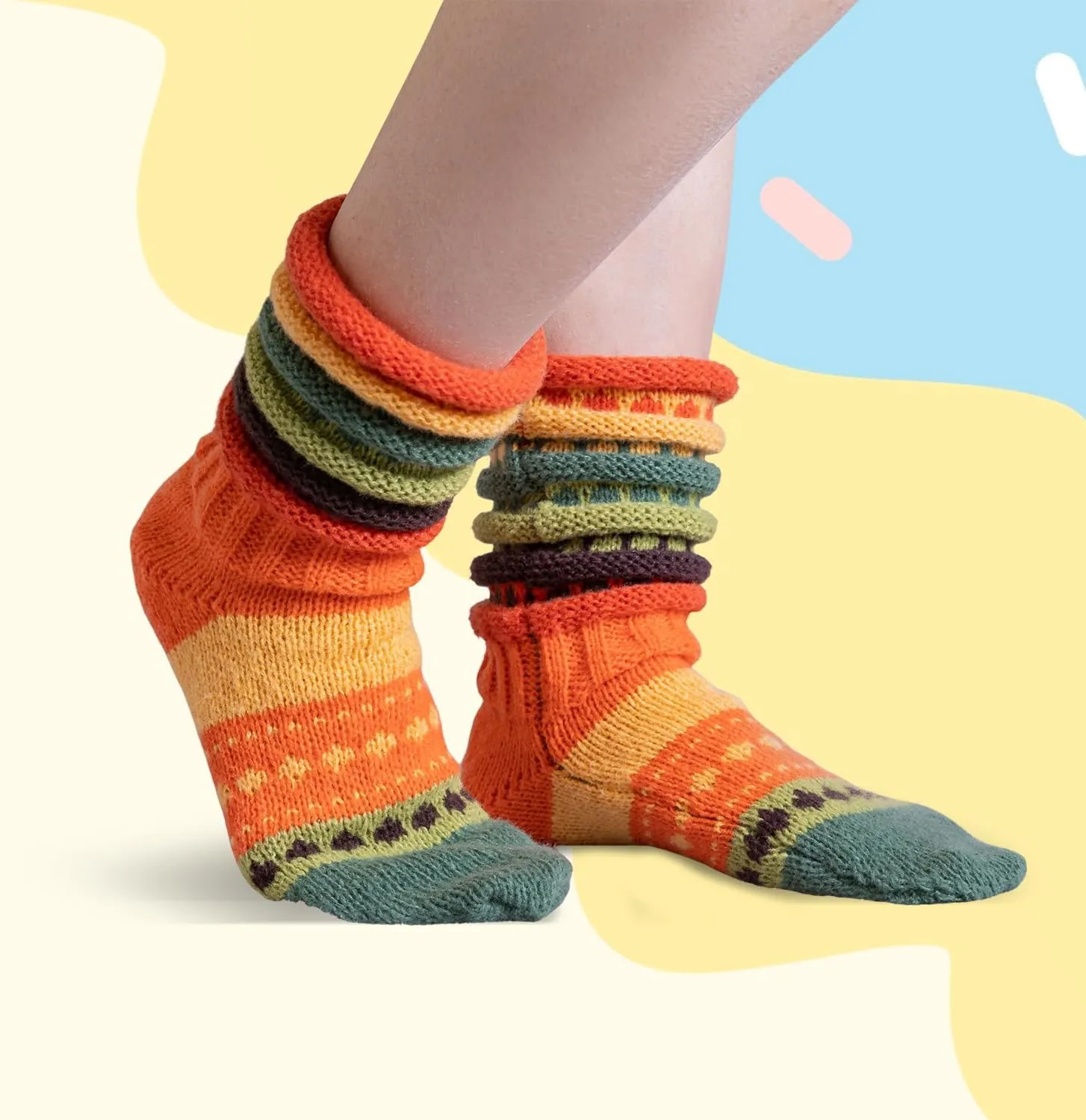 Fuzzy Slouch Socks for Women Novelty Knit Colorful Funny Bubble Sock Christmas Creative Winter Warm Home Slipper Sock