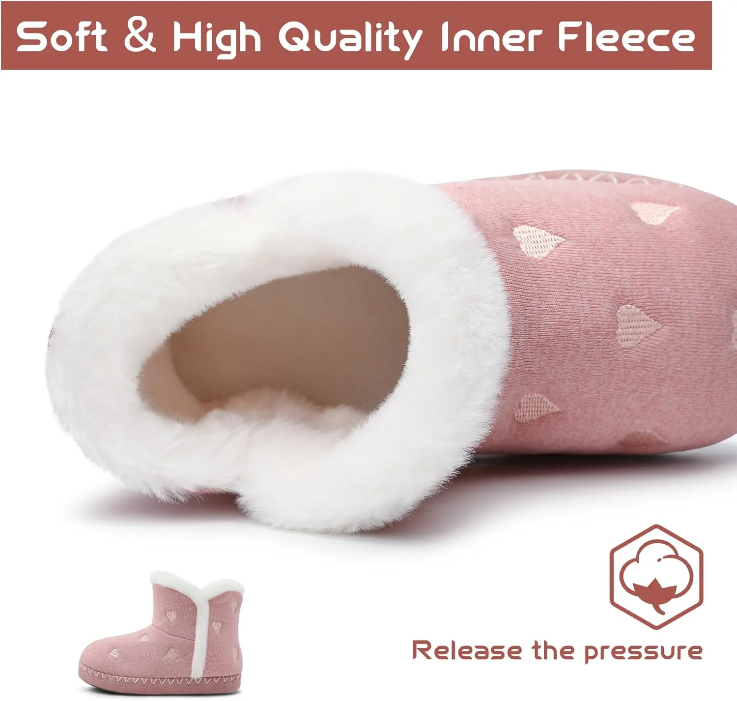 Girls Warm Winter Lightweight Boots slippers Comfy Durable Princess Ankle Boots for Big Kid