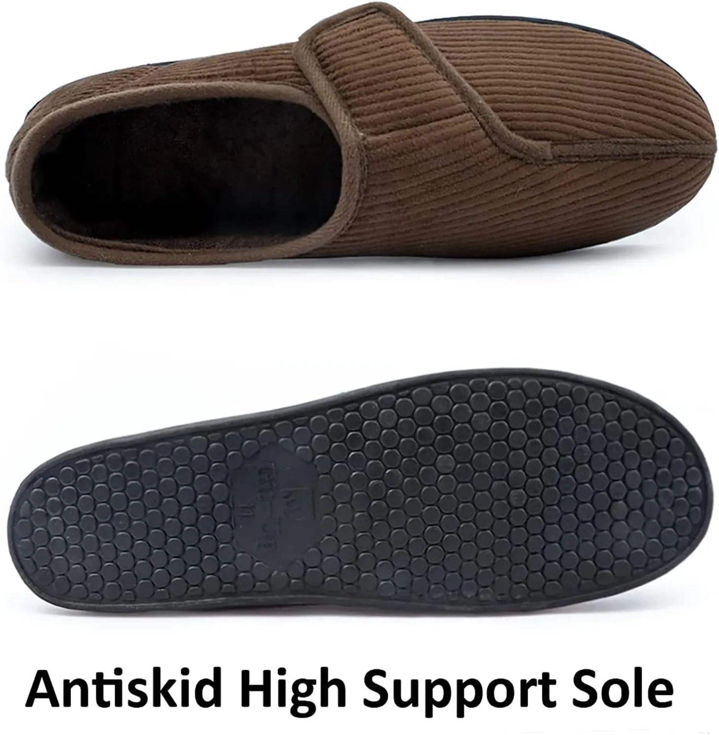 Git-up Diabetic Slippers Shoes for Men Arthritis Edema Adjustable Closure Toe Swollen Feet Slippers Memory Foam Comfy Bedroom House Indoor Outdoor Shoes…