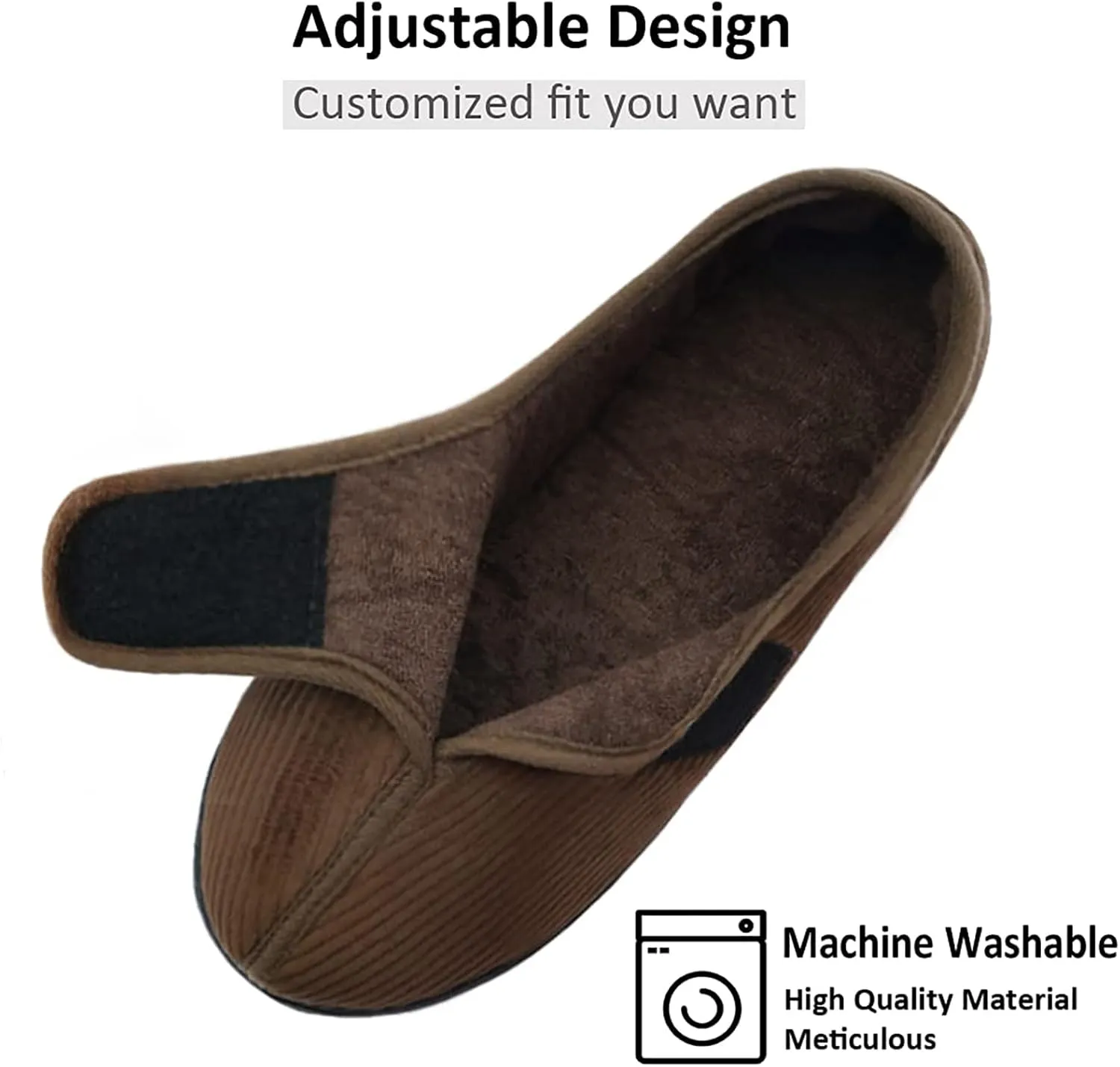 Git-up Diabetic Slippers Shoes for Men Arthritis Edema Adjustable Closure Toe Swollen Feet Slippers Memory Foam Comfy Bedroom House Indoor Outdoor Shoes…