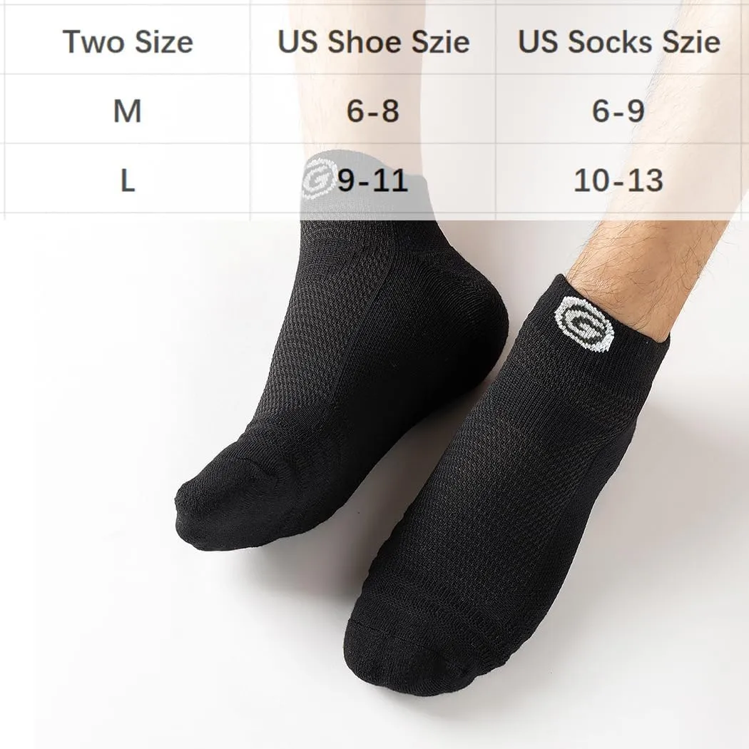 GLENMEARL 6 Pack Men's Ankle Socks, Sport Athletic Running Socks Cushion Padded Moisture Wicking Low Cut