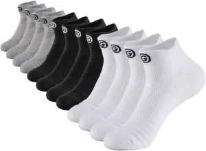 GLENMEARL 6 Pack Men's Ankle Socks, Sport Athletic Running Socks Cushion Padded Moisture Wicking Low Cut
