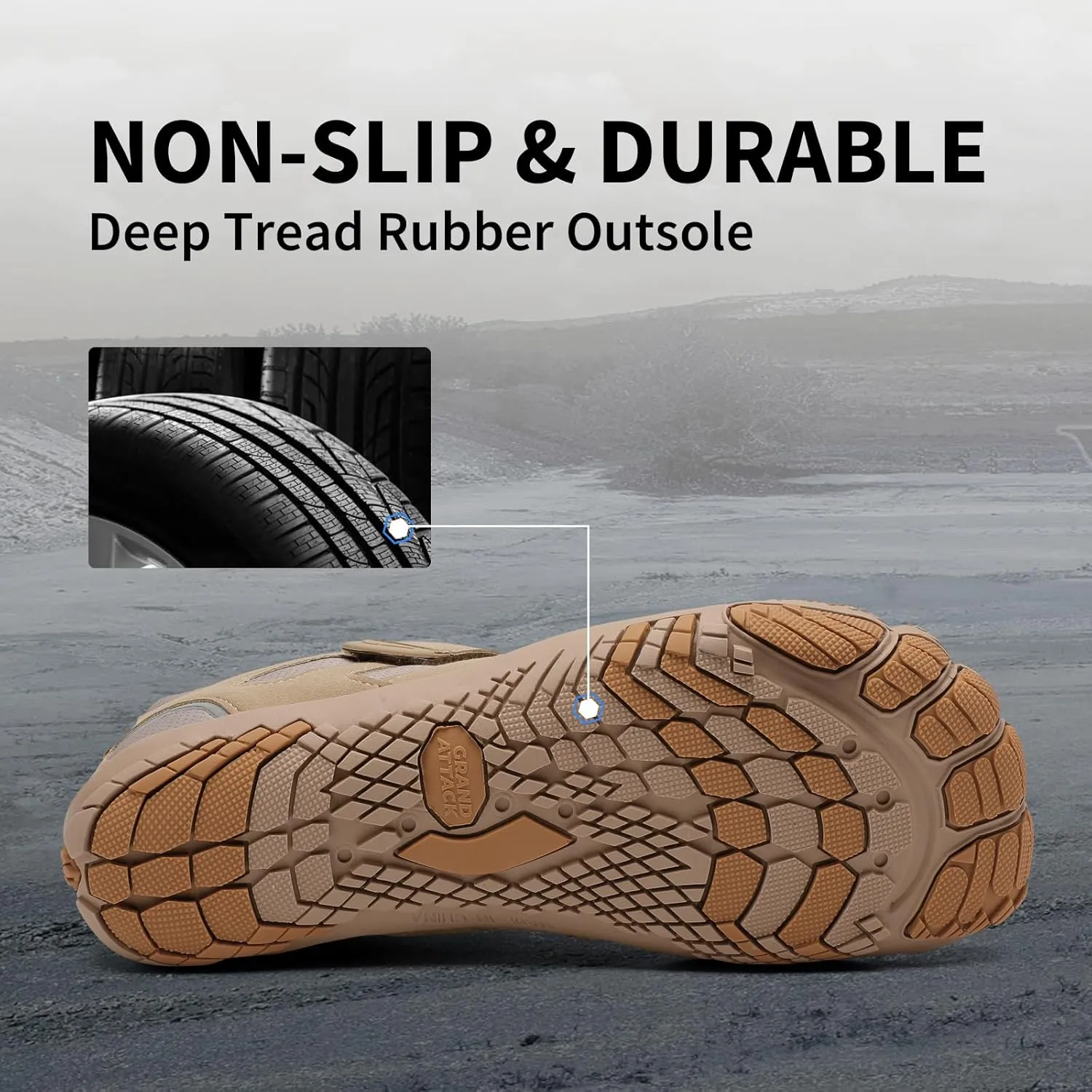 Grand Attack Barefoot Shoes Men Wide Toe Box Zero Drop Men's Trail Running Cross-Trainer Wrestling Boxing Weightlifting Walking Shoes