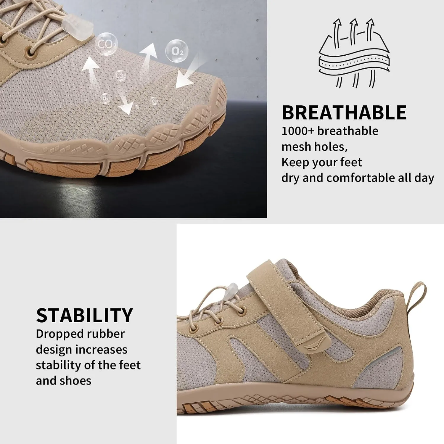 Grand Attack Barefoot Shoes Men Wide Toe Box Zero Drop Men's Trail Running Cross-Trainer Wrestling Boxing Weightlifting Walking Shoes