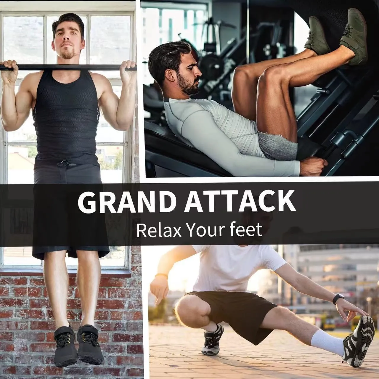 Grand Attack Barefoot Shoes Men Wide Toe Box Zero Drop Men's Trail Running Cross-Trainer Wrestling Boxing Weightlifting Walking Shoes