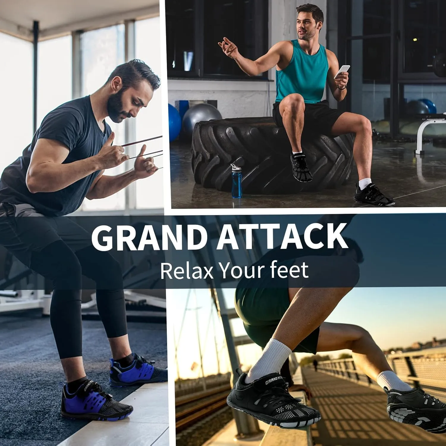 Grand Attack Men's Barefoot Shoes|Minimalist Cross-Trainer|Zero Drop Sole|Wide Toe Box