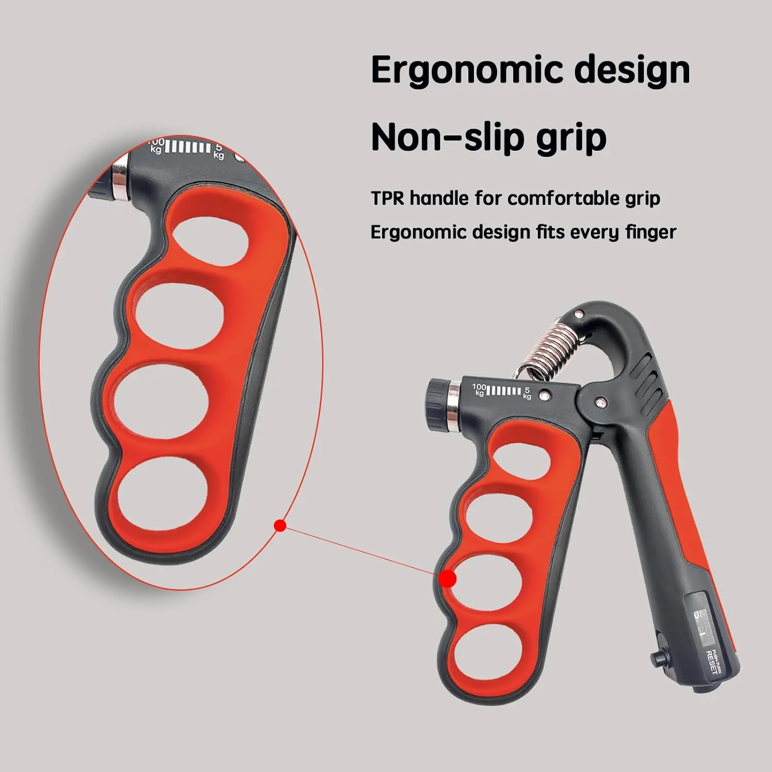 Grip Strength Trainer, Hand Grip Strengthener, Forearm Strengthener, Adjustable Resistance 11 Lbs - 220 Lbs, Ergonomic Design