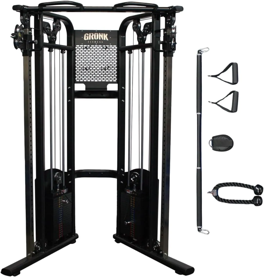 Gronk Fitness Functional Trainer with Dual 200lbs Weight Stacks | Cable Crossover Machine | Multifunctional Cable Machine for Home & Commercial Gyms
