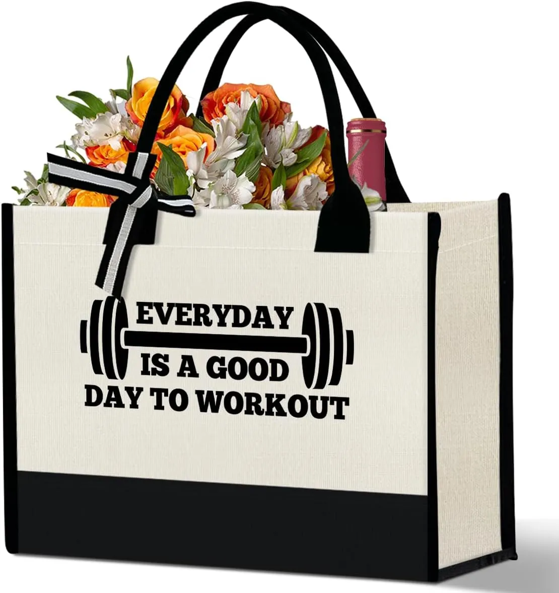 Gym Lover Gifts Canvas Tote Bag, Birthday Christmas Workout Gift for Women Instructor Trainer Grocery Bag