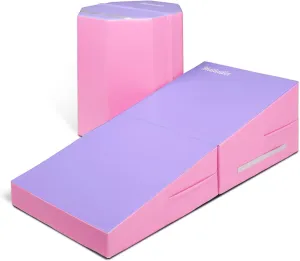 Gymnastics Set, 48"x24"x14" Incline Mat & 24"x26" Octagon Skill Shape Tumbling Trainer