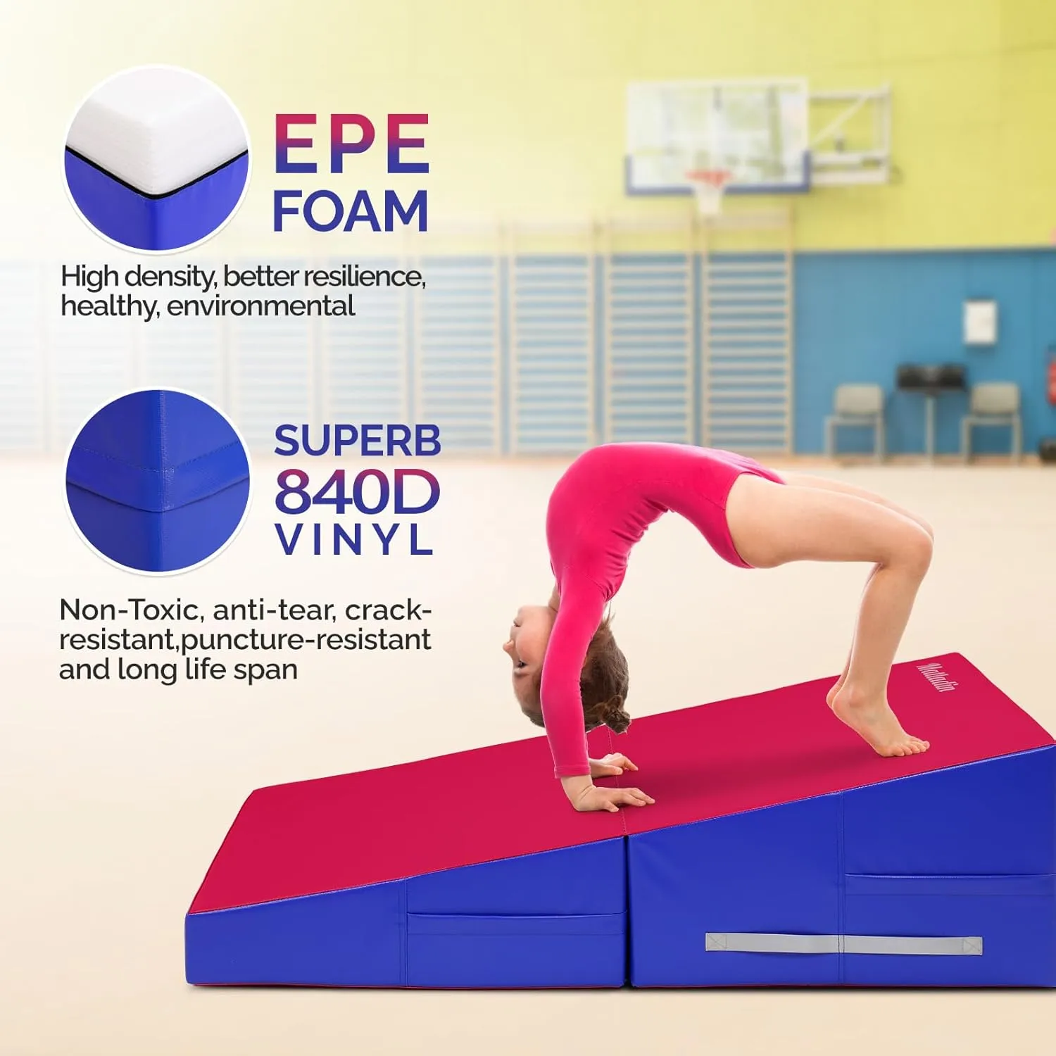 Gymnastics Set, 48"x24"x14" Incline Mat & 24"x26" Octagon Skill Shape Tumbling Trainer