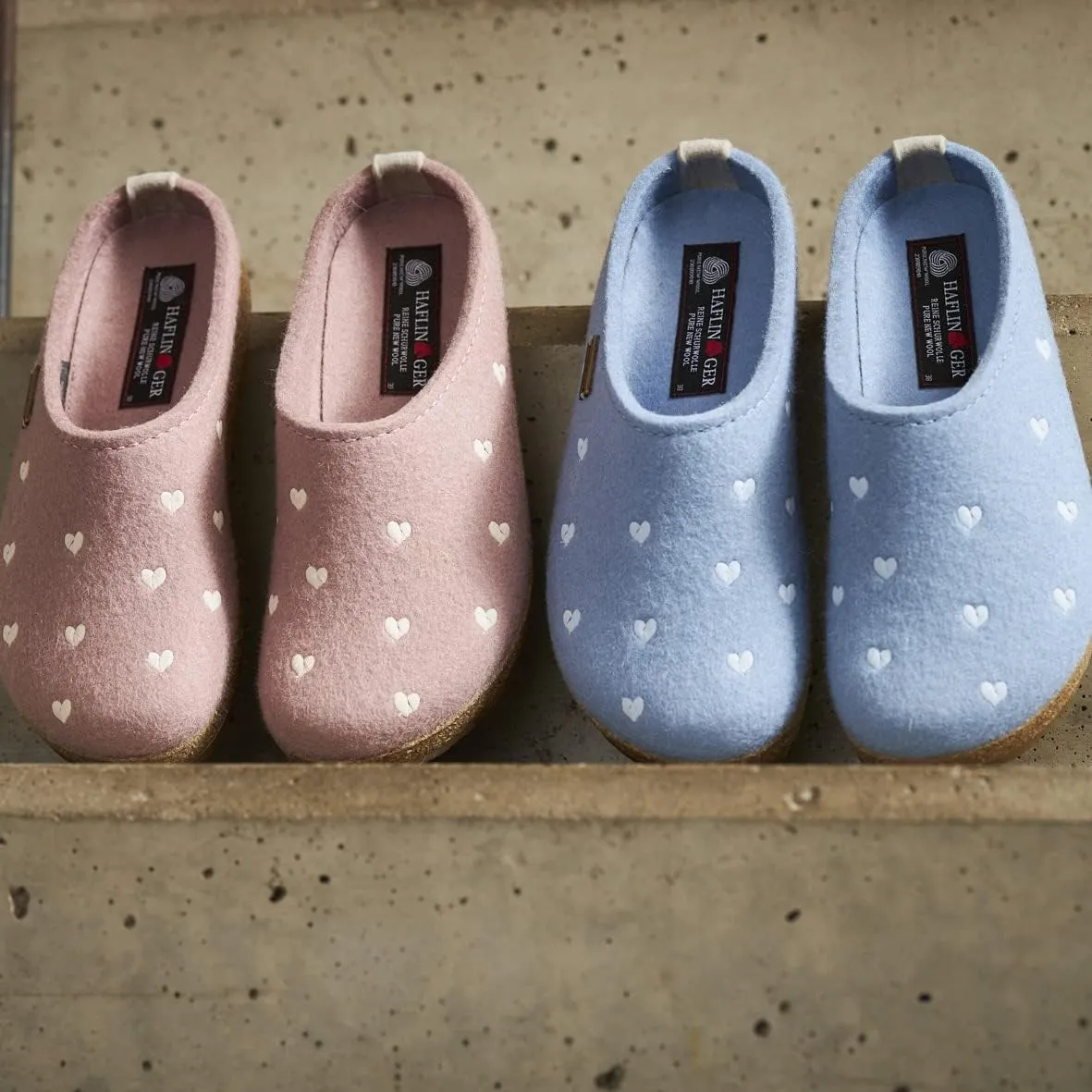 HAFLINGER Cuoricini Felt Clog Wool Slipper