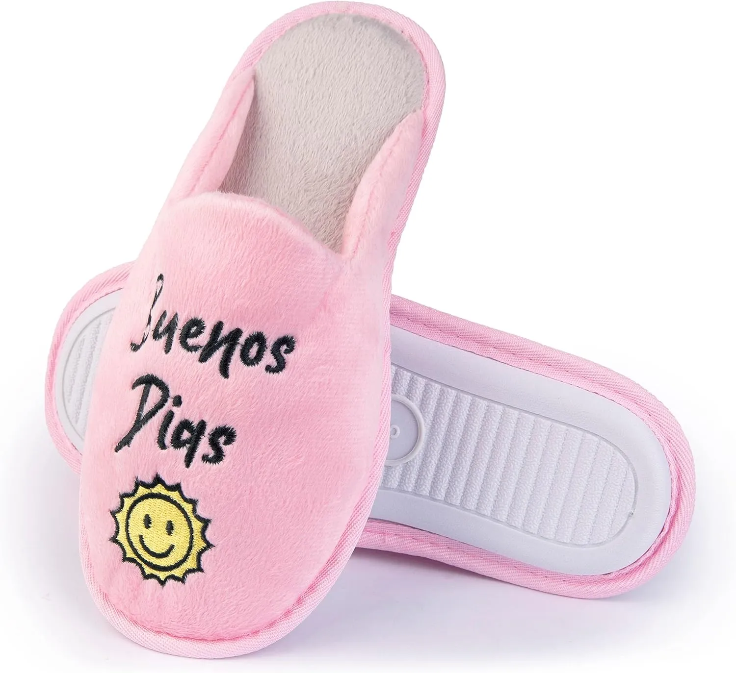 Handcraft Staycation NYC Ladies Funny Quote Scuff Slipper, Plush Non Slip House Slippers for Women, Comfy Soft Sole Bedroom Shoes