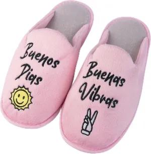 Handcraft Staycation NYC Ladies Funny Quote Scuff Slipper, Plush Non Slip House Slippers for Women, Comfy Soft Sole Bedroom Shoes