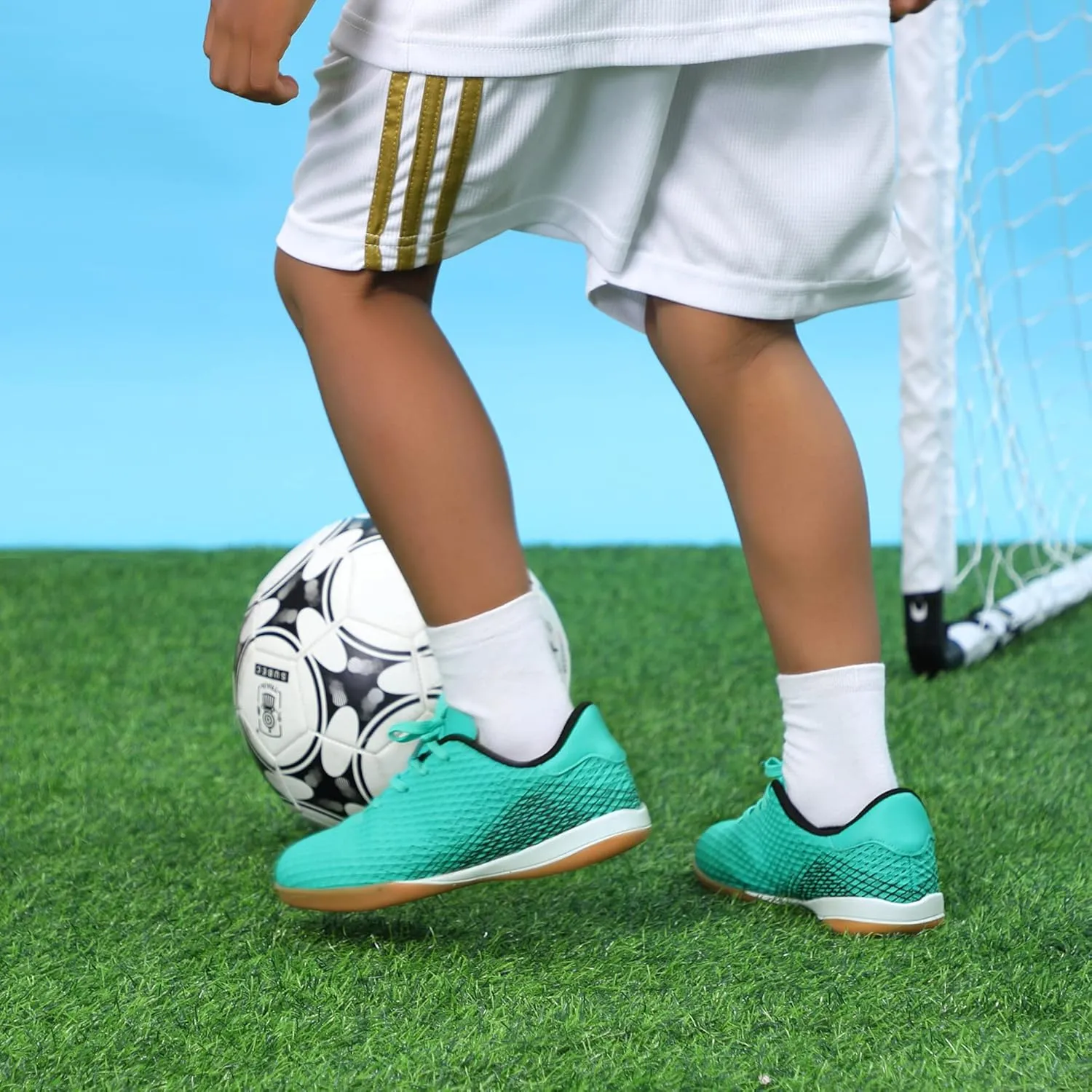 Hawkwell Unisex-Child Athletic Lace Up Boys Girls Indoor Trainer Soccer Shoe (Toddler/Little Kid/Big Kid)