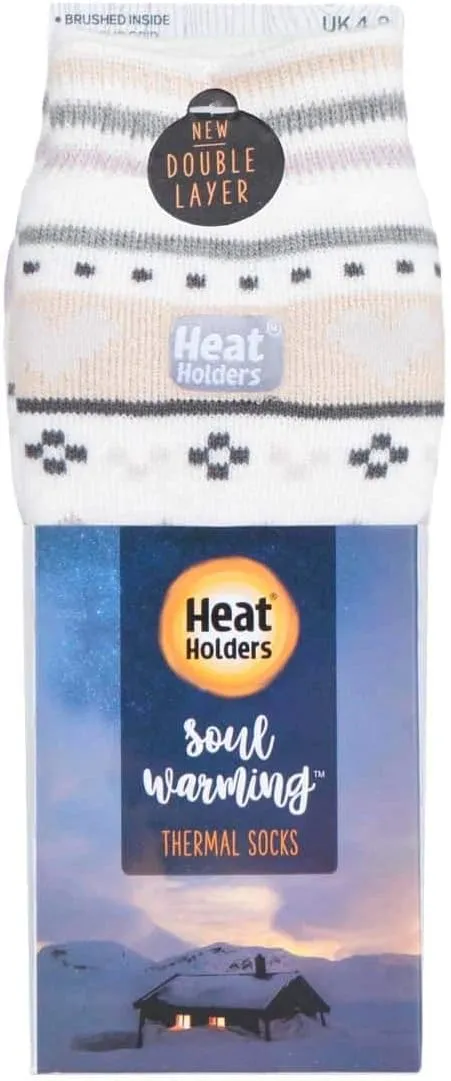HEAT HOLDERS Womens Fair Isle Warm Non Skid Thermal Slipper Socks with Grippers