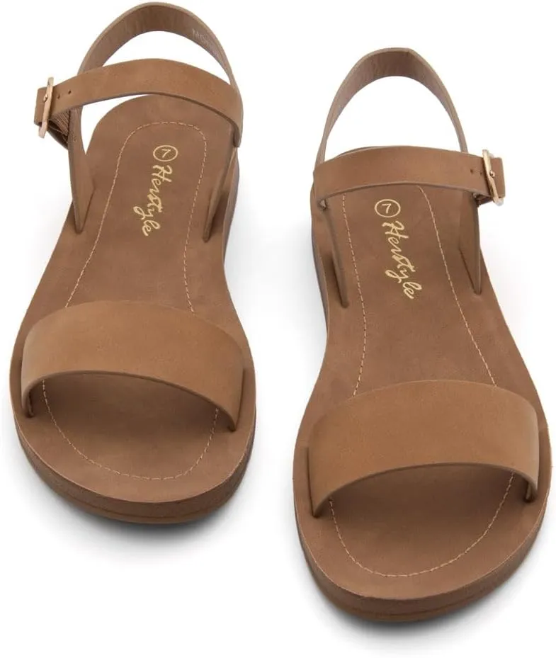 Herstyle Monday Womens Open Toes One Band Ankle Strap Flat Sandals