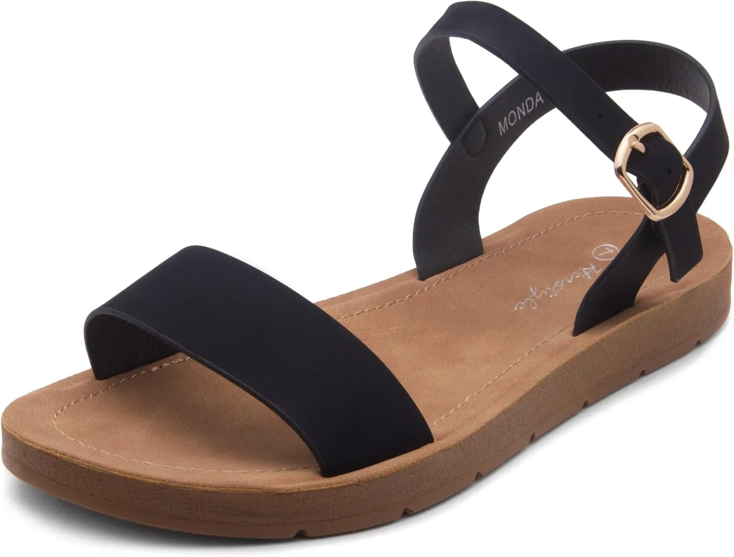 Herstyle Monday Womens Open Toes One Band Ankle Strap Flat Sandals