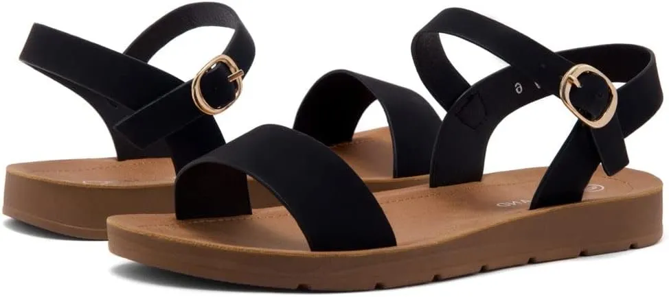 Herstyle Monday Womens Open Toes One Band Ankle Strap Flat Sandals