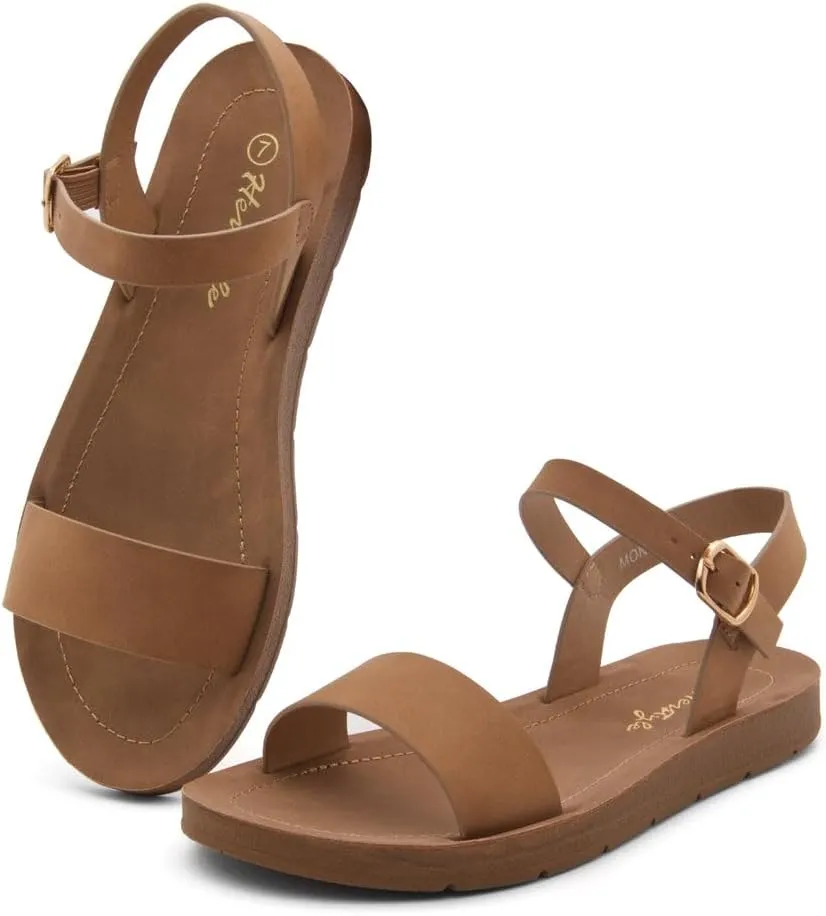 Herstyle Monday Womens Open Toes One Band Ankle Strap Flat Sandals