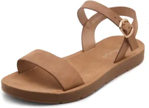 Herstyle Monday Womens Open Toes One Band Ankle Strap Flat Sandals