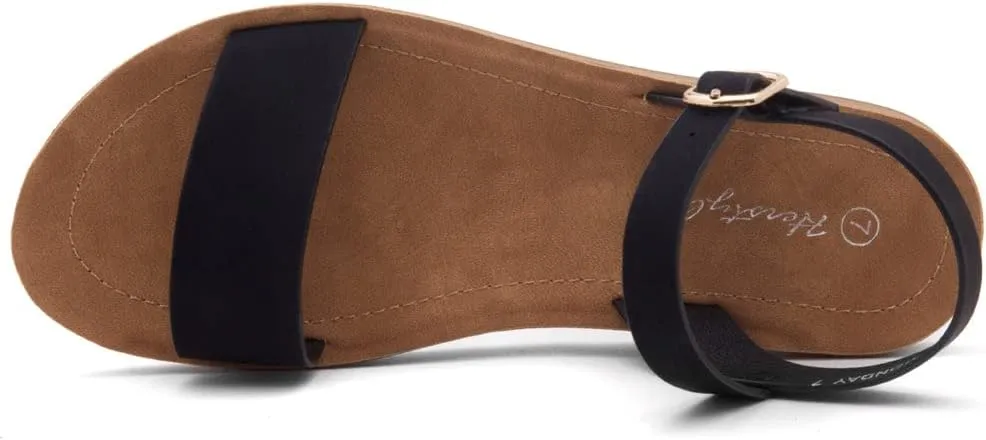 Herstyle Monday Womens Open Toes One Band Ankle Strap Flat Sandals