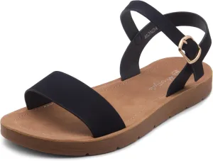 Herstyle Monday Womens Open Toes One Band Ankle Strap Flat Sandals