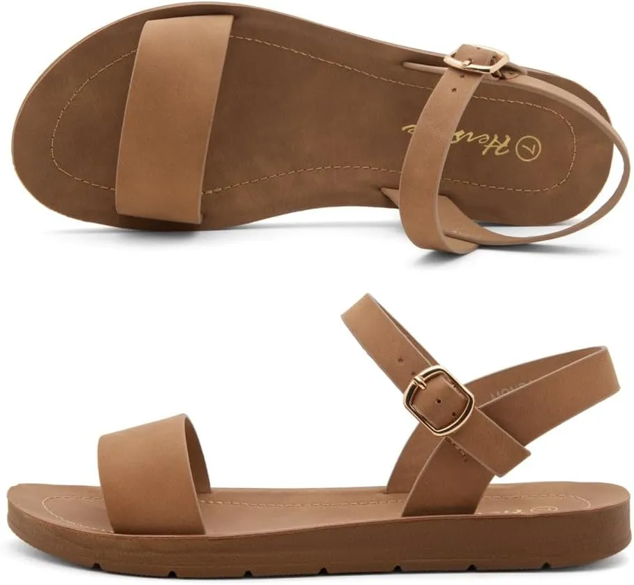 Herstyle Monday Womens Open Toes One Band Ankle Strap Flat Sandals