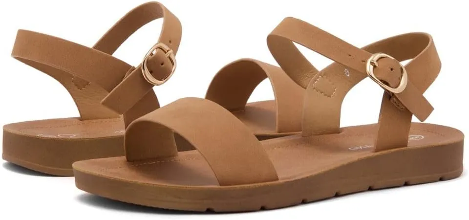 Herstyle Monday Womens Open Toes One Band Ankle Strap Flat Sandals