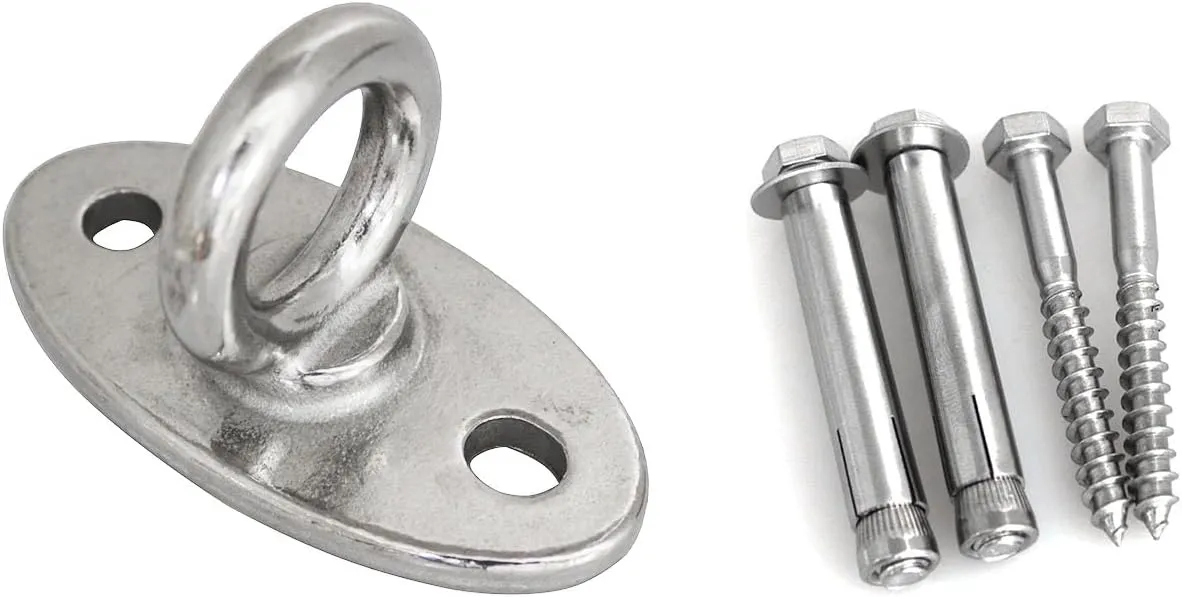 heyous 304 Stainless Steel Fixed Base 80x39x44mm Load Bearing Swing Hooks Accessories Suspension Straps Trainer Ceiling Mounting Bracket for Yoga Sling Ring Resistance Trainer Battle Rope