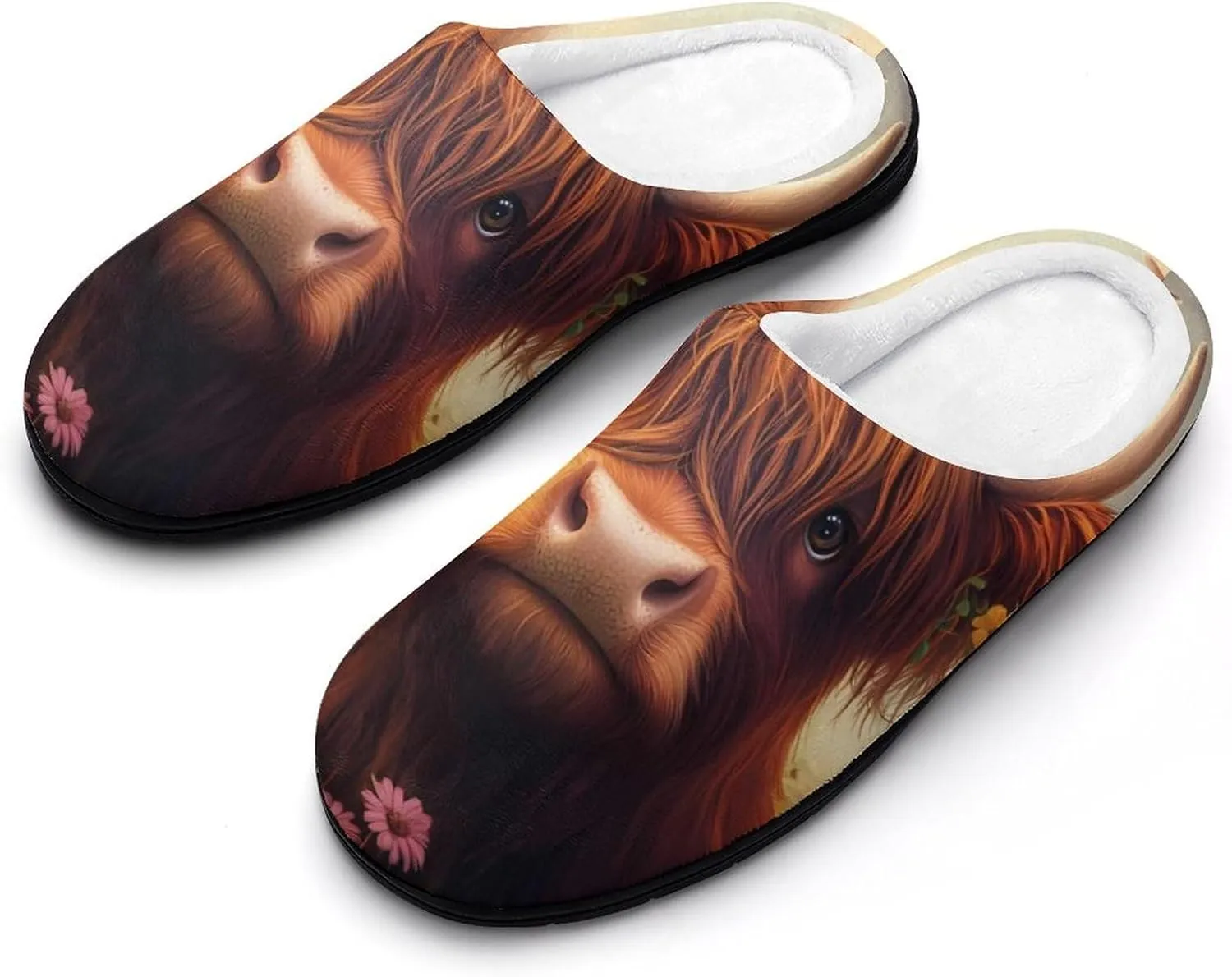 Highland Cow (2) Slippers for Women Warm House Shoes Home Slippers Bedroom Shoes for Women Mom Ladies