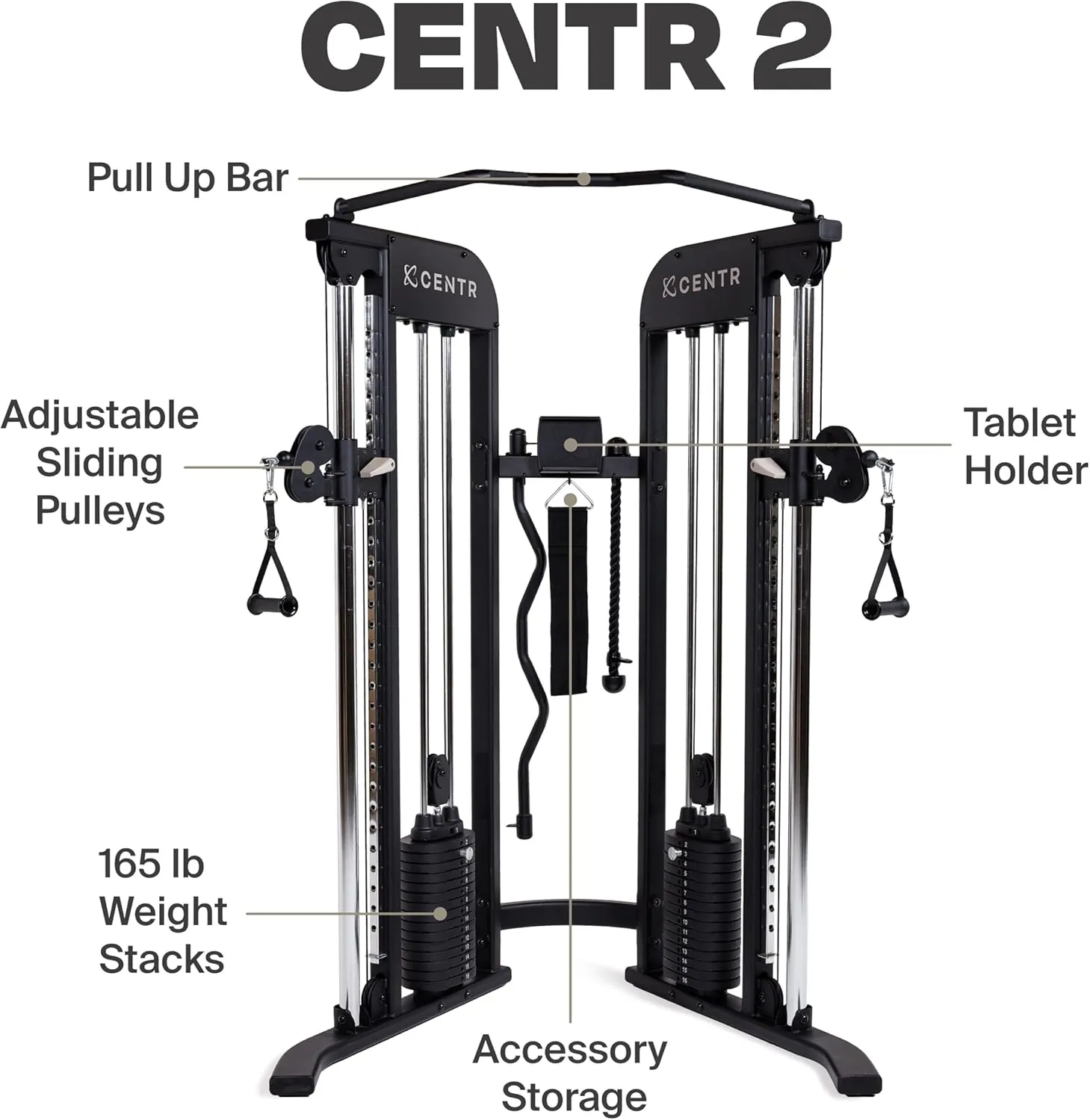 Home Gym Functional Trainer - Multifunctional Cable Machine Home Gym System - Workout Weight Machine for Strength Training - Full Body Compact Exercise & Fitness Equipment Set