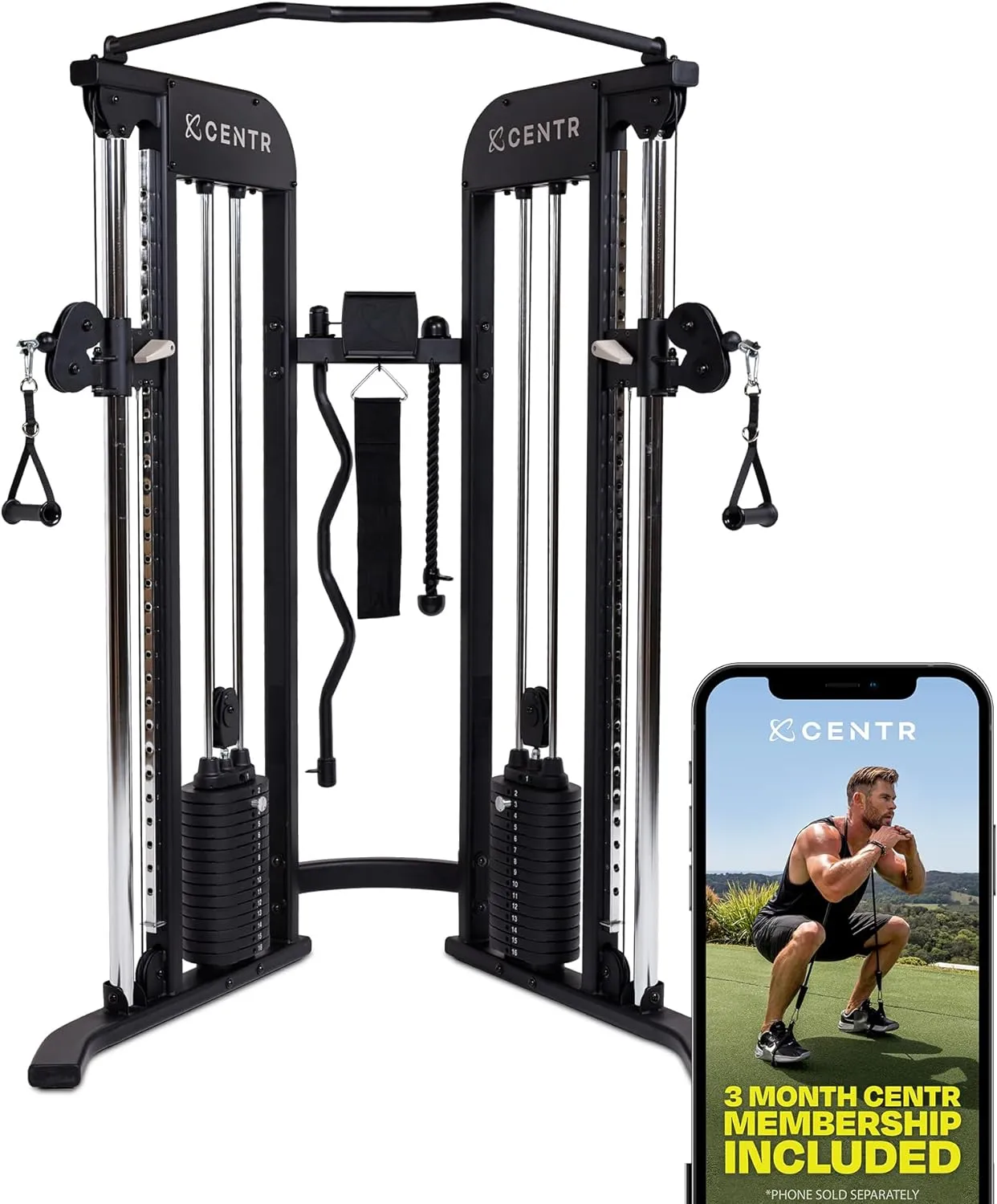 Home Gym Functional Trainer - Multifunctional Cable Machine Home Gym System - Workout Weight Machine for Strength Training - Full Body Compact Exercise & Fitness Equipment Set