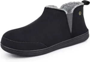 HomeTop Men's Bootie Slippers Comfy Warm Soft Non-slip Indoor Memory Foam House Shoes with Elastic Gores