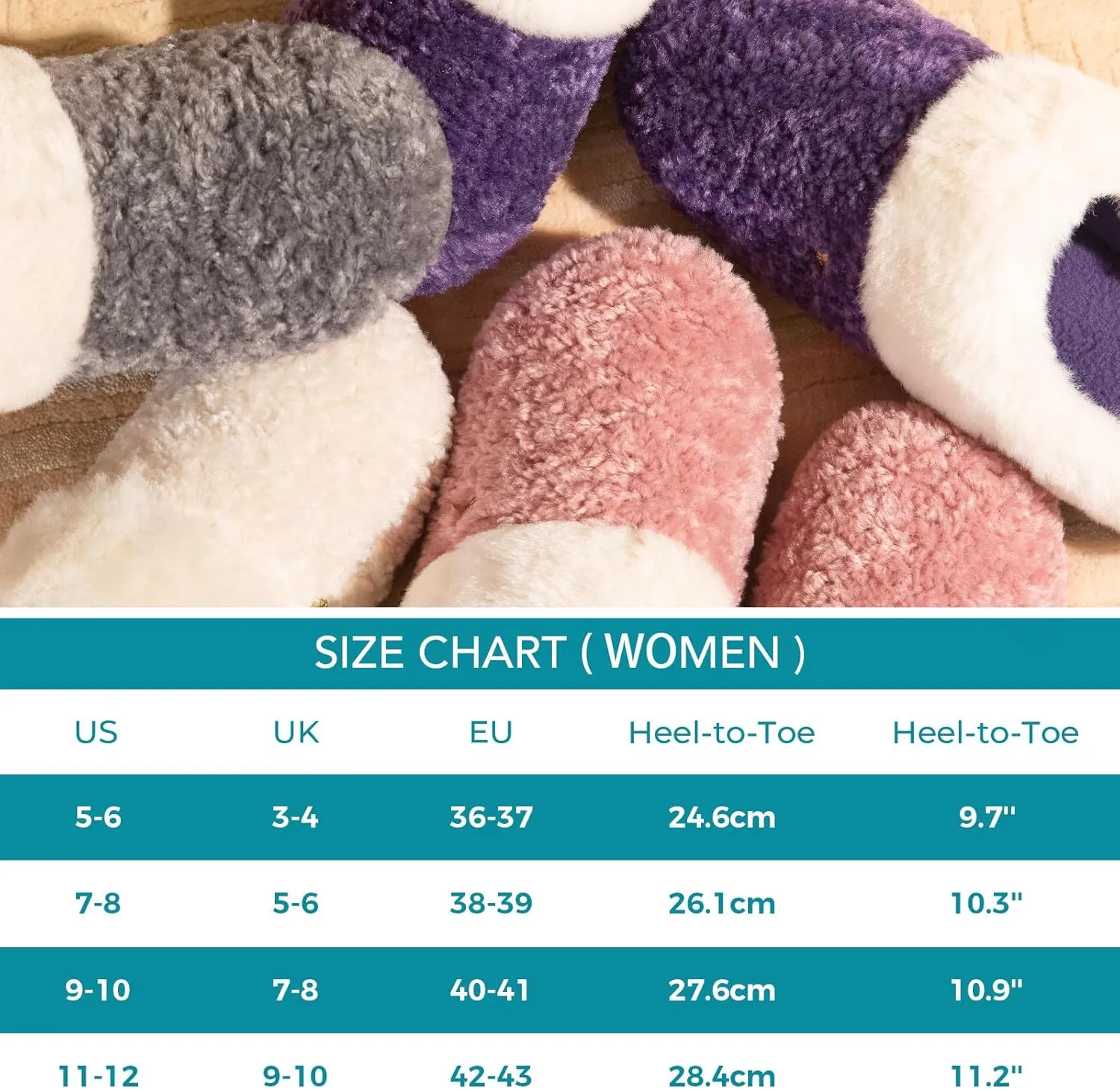 HomeTop Women's Comfy Clog Slippers Soft Warm Non-slip Indoor House Shoes with Fuzzy Collar