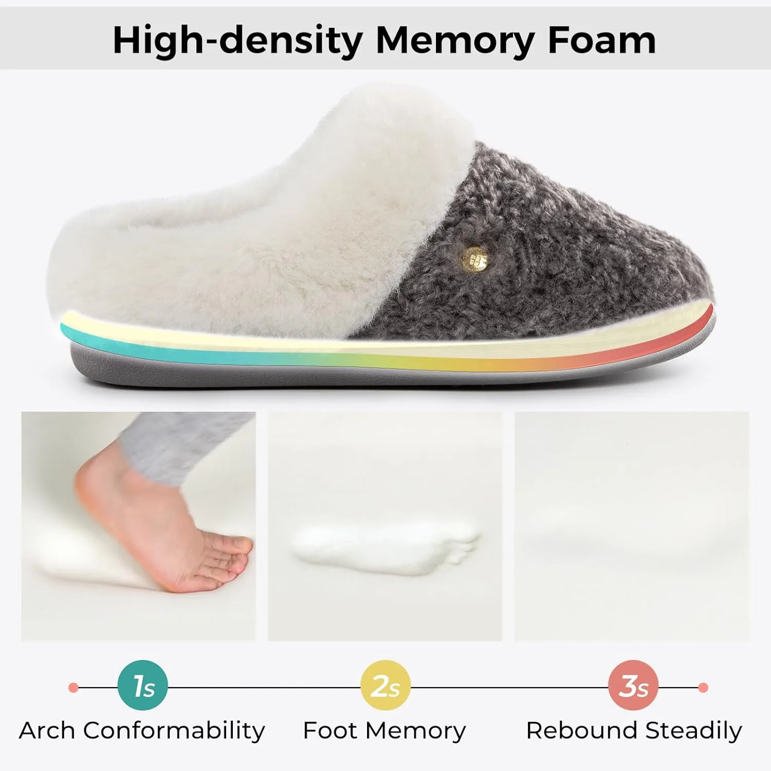 HomeTop Women's Comfy Clog Slippers Soft Warm Non-slip Indoor House Shoes with Fuzzy Collar