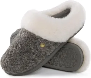 HomeTop Women's Comfy Clog Slippers Soft Warm Non-slip Indoor House Shoes with Fuzzy Collar