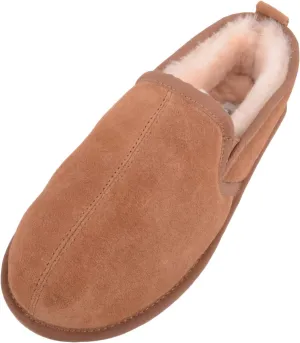 House of Cambridge Mens Full Sheepskin Slippers with Thick Suede Sole
