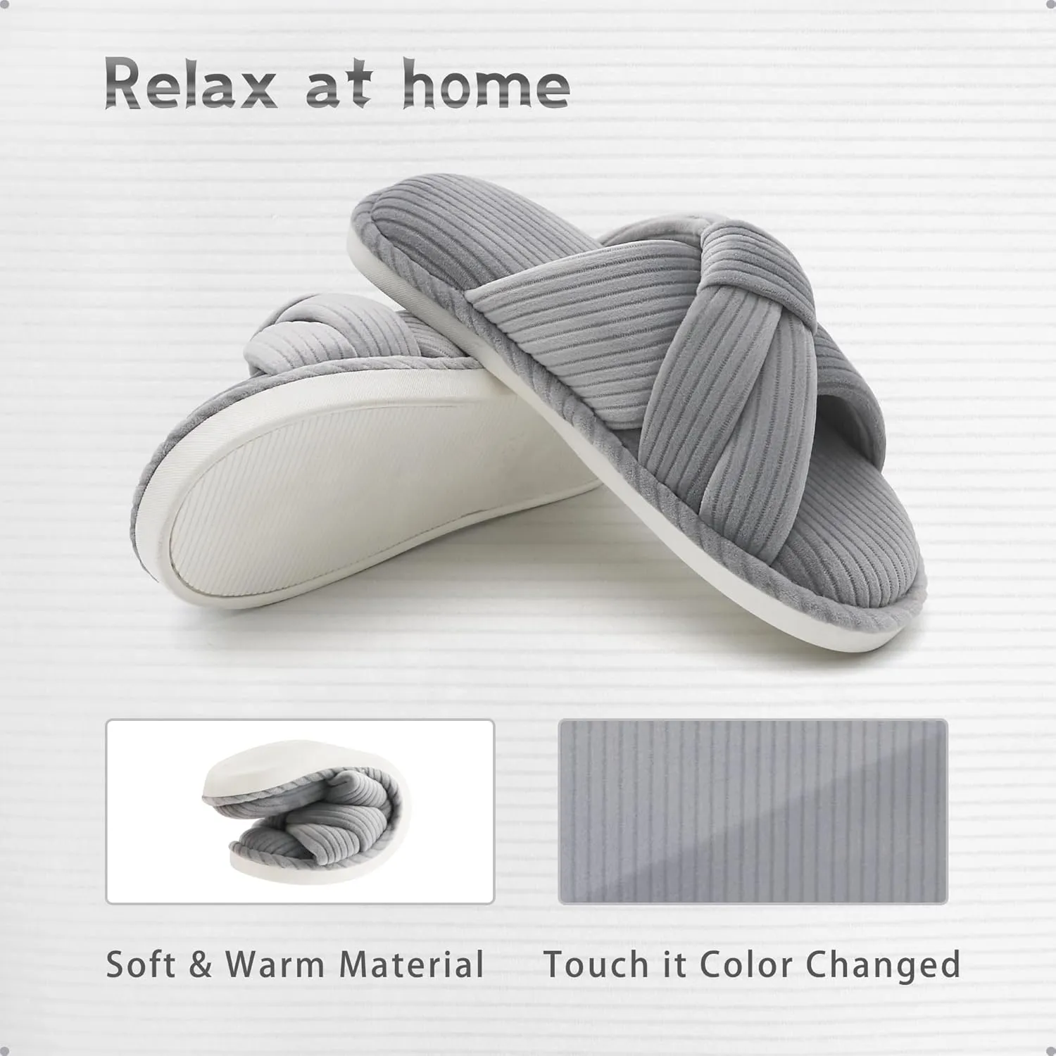 House Slippers for Women Indoor Cute Comfy Open Toe Crossband Slipper for Woman Girls and Ladies use in Bedroom, Living room and Outdoor around the Home