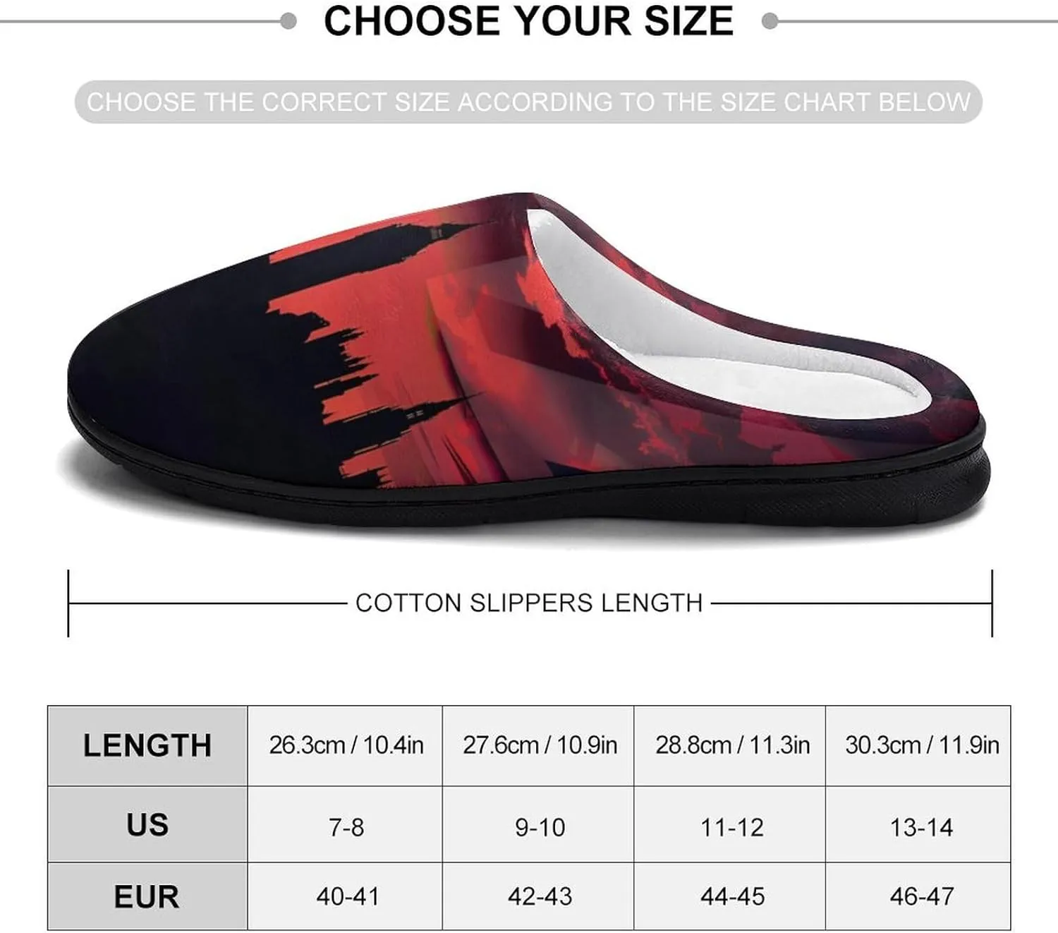 Houses of The Parliament Silhouette on UK Flag Historic Urban Skyline Men's House Slippers Warm Home Shoes with Non-Slip Rubber Sole for Home Travel
