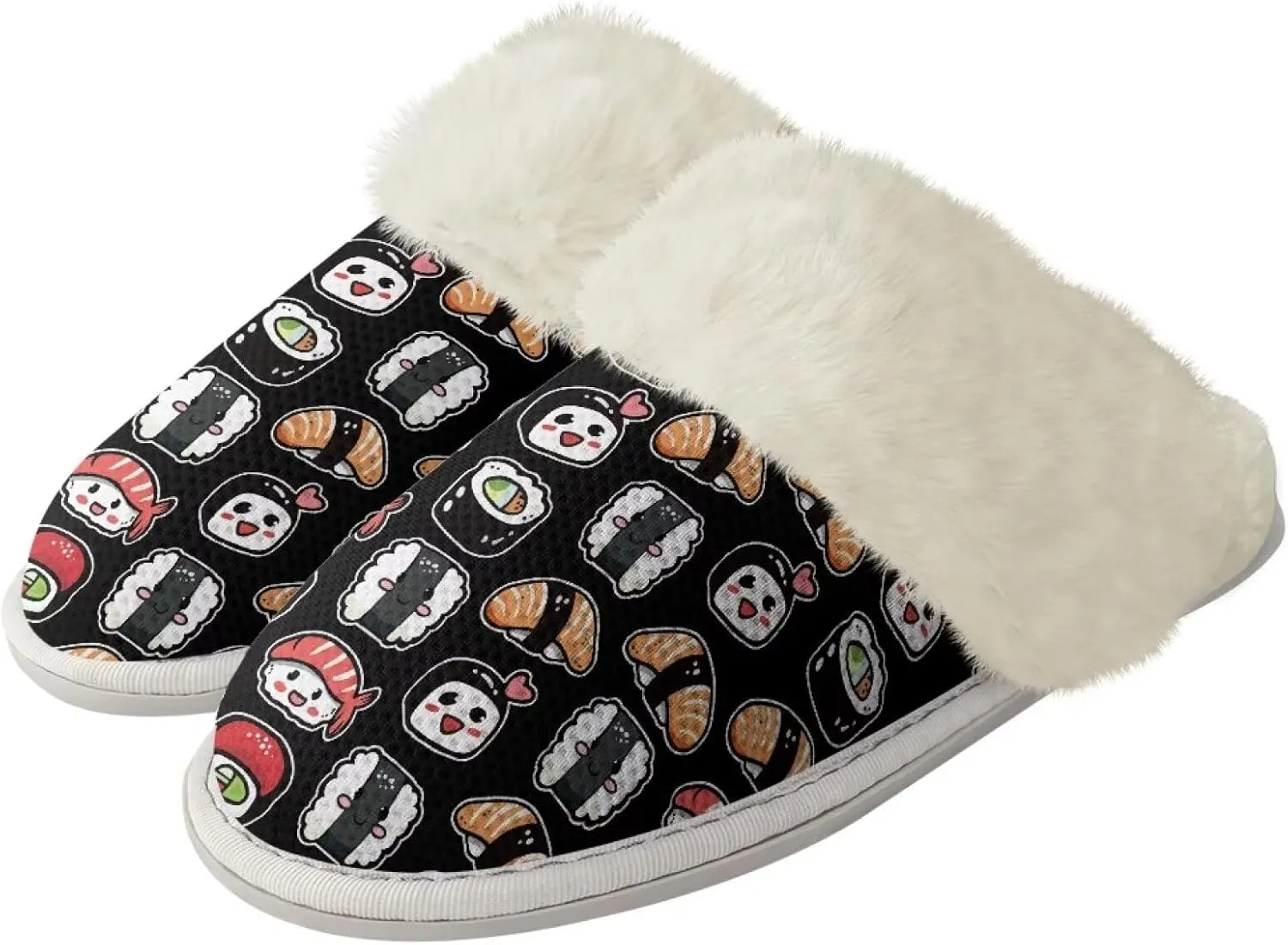 Howilath Fuzzy Slippers Women with Fur Edges House Shoes Bedroom Plush Slippers for Indoor & Outdoor