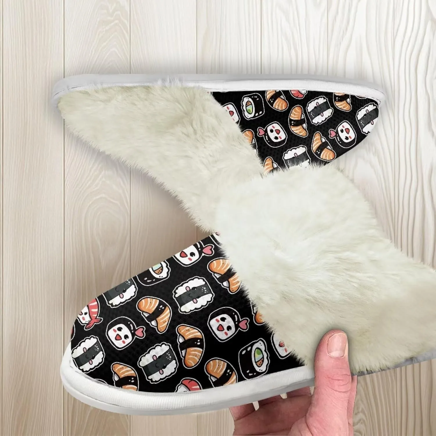 Howilath Fuzzy Slippers Women with Fur Edges House Shoes Bedroom Plush Slippers for Indoor & Outdoor