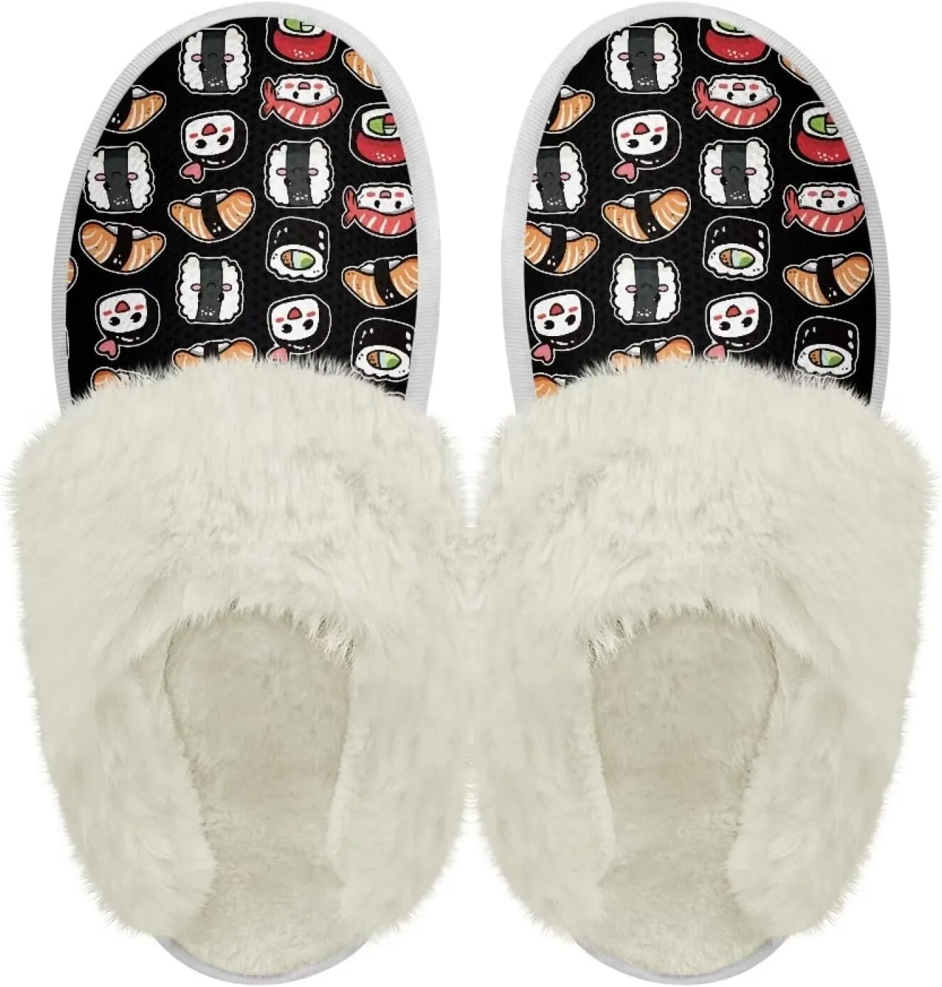 Howilath Fuzzy Slippers Women with Fur Edges House Shoes Bedroom Plush Slippers for Indoor & Outdoor