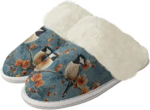 Hummingbird Birds Print Fuzzy Slippers for Women Warm House Home Slippers Slip-On Bedroom Shoes