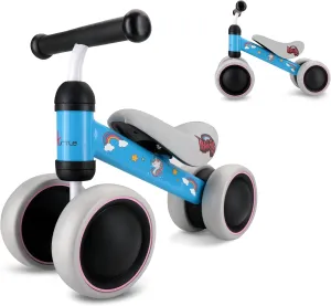 Hurtle 10-24 Months Baby Balance Bike - No Pedal Toddler Walker Trainer Riding Toys for Infant 1 Year Old Boys and Girls with 4 Silent Wheels, Carbon Steel Frame, Cushion Seat