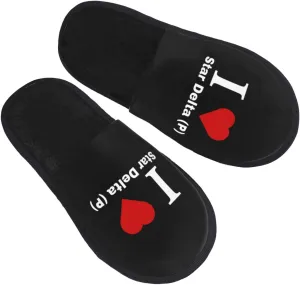 I love Star Delta (P) Slippers Winter Indoor and Outdoor Slipper Warm Cozy Soft Lightweight House Shoes Fuzzy Slip-On Slipper Large