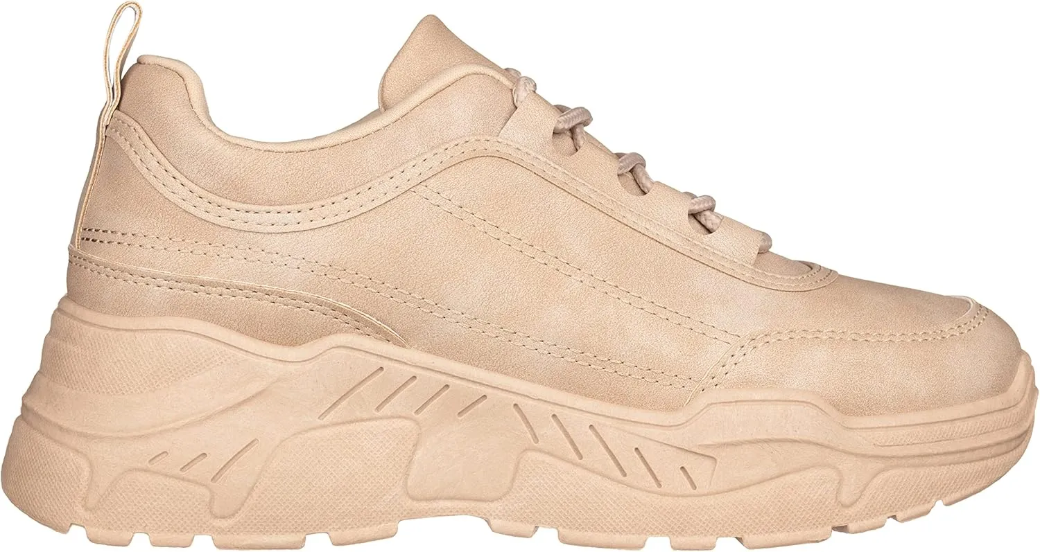 ILLUDE Women's Chunky Platform Sneakers Lace-Up Walking Shoes Fashion Chunky Sneakers Causal Dad Shoes