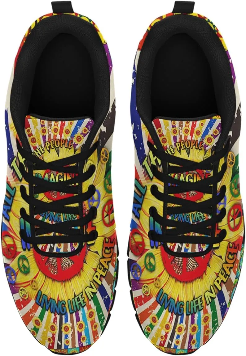 Imagine All The People Living Life in Peace Shoes Men Women Running Walking Shoes Fashion Sneakers