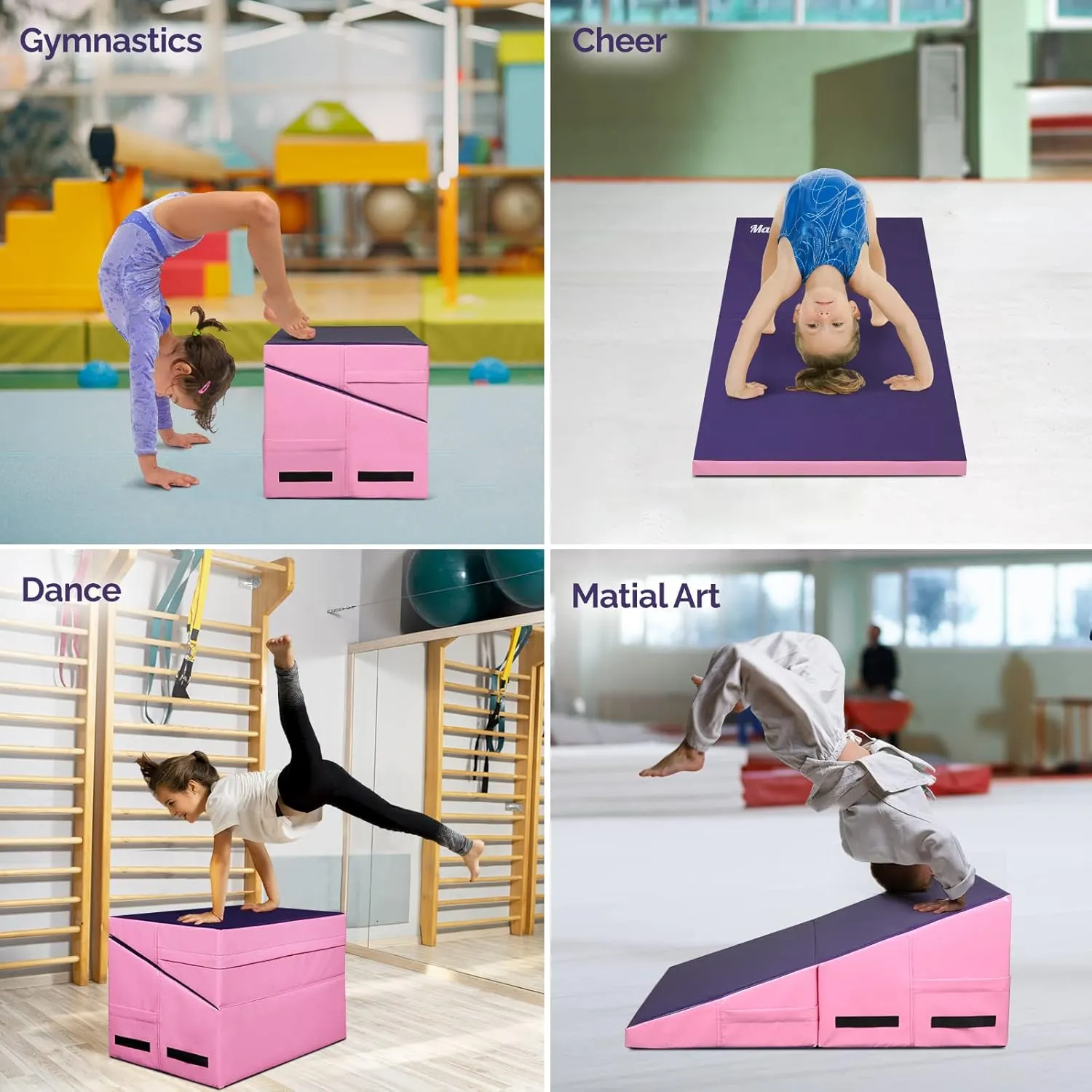 Incline Gymnastics Wedge Mat, Folding Gymnastics Mat for Kids Girls Home Training Exercise